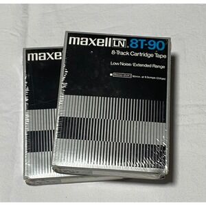 Maxell LN 8T-90 8-Track Cartridge Tape Low‎ Noise Extended Range 90 Min 2 Pack